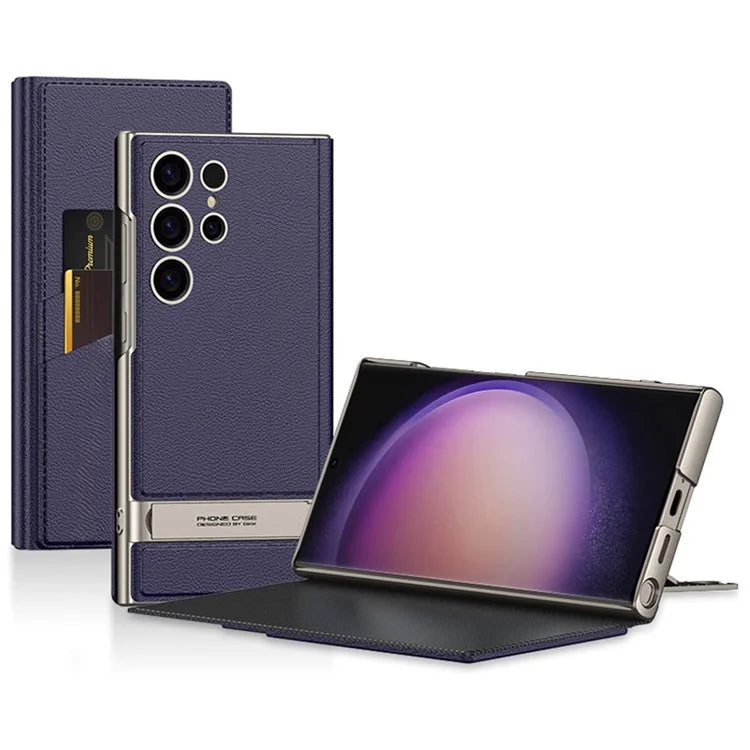 GKK For Samsung Galaxy S23 Ultra Leather Flip Case with Card Holder+Hidden Kickstand
