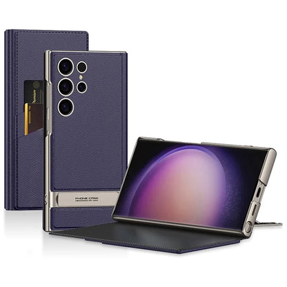 GKK For Samsung Galaxy S23 Ultra Leather Flip Case with Card Holder+Hidden Kickstand
