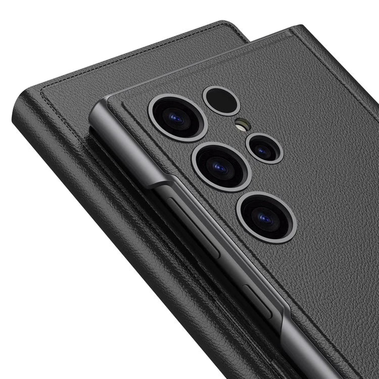 GKK For Samsung Galaxy S23 Ultra Leather Flip Case with Card Holder+Hidden Kickstand