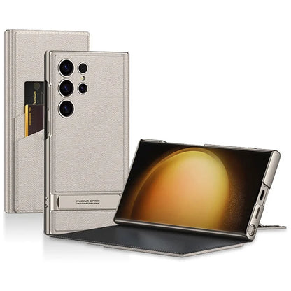 GKK For Samsung Galaxy S23 Ultra Leather Flip Case with Card Holder+Hidden Kickstand