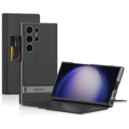 GKK For Samsung Galaxy S23 Ultra Leather Flip Case with Card Holder+Hidden Kickstand