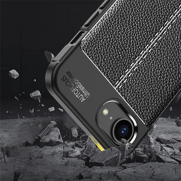 For iPhone SE (2024) Cell Phone Case Litchi Texture TPU Back Cover