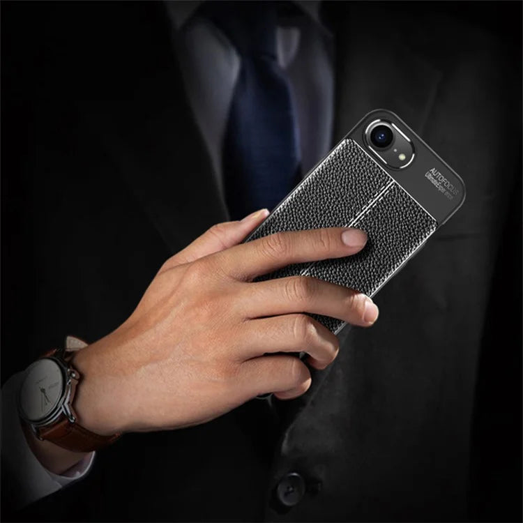 For iPhone SE (2024) Cell Phone Case Litchi Texture TPU Back Cover