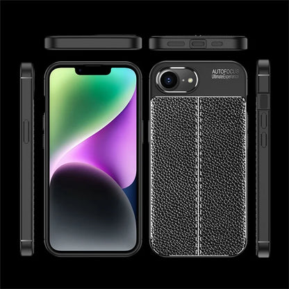 For iPhone SE (2024) Cell Phone Case Litchi Texture TPU Back Cover