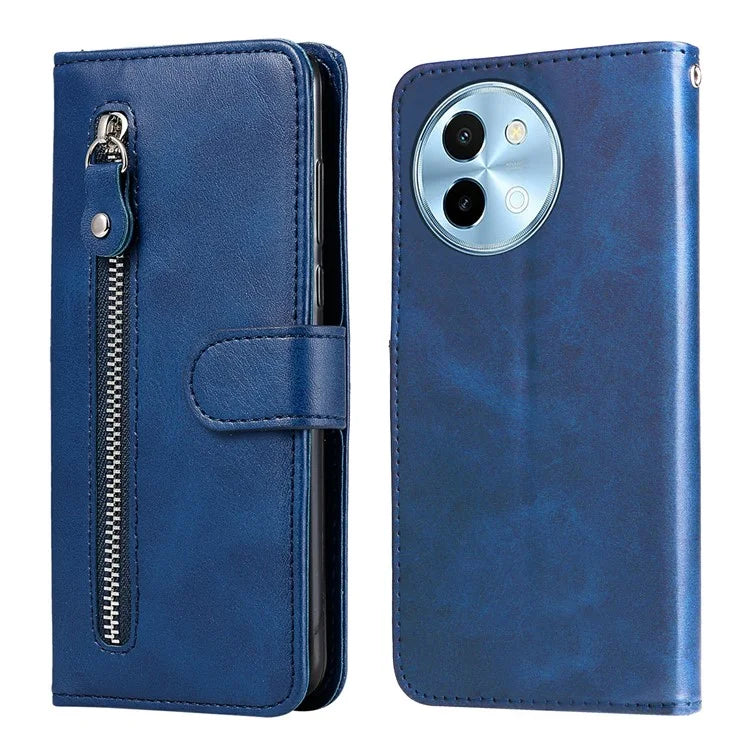 For vivo Y38 5G / Y200i 5G / T3x Wallet Case Calf Texture Zipper Pocket Phone Leather Cover
