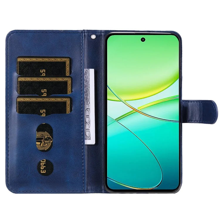 For vivo Y38 5G / Y200i 5G / T3x Wallet Case Calf Texture Zipper Pocket Phone Leather Cover