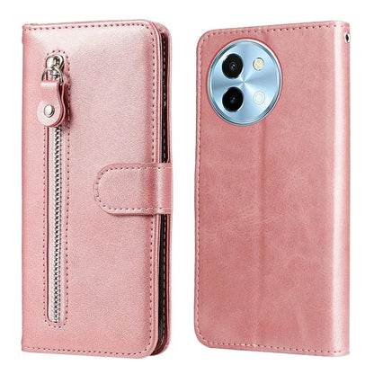 For vivo Y38 5G / Y200i 5G / T3x Wallet Case Calf Texture Zipper Pocket Phone Leather Cover