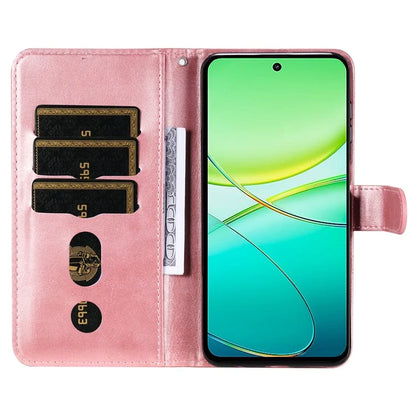 For vivo Y38 5G / Y200i 5G / T3x Wallet Case Calf Texture Zipper Pocket Phone Leather Cover