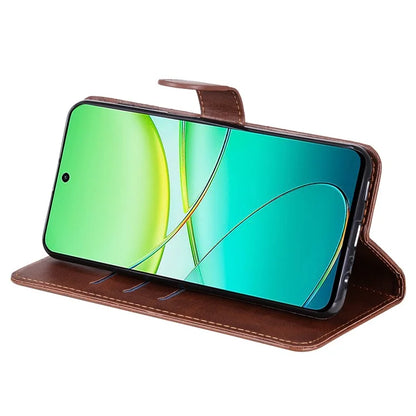 For vivo Y38 5G / Y200i 5G / T3x Wallet Case Calf Texture Zipper Pocket Phone Leather Cover