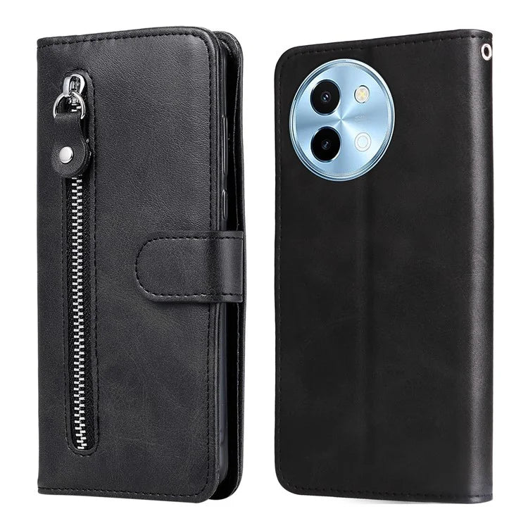 For vivo Y38 5G / Y200i 5G / T3x Wallet Case Calf Texture Zipper Pocket Phone Leather Cover