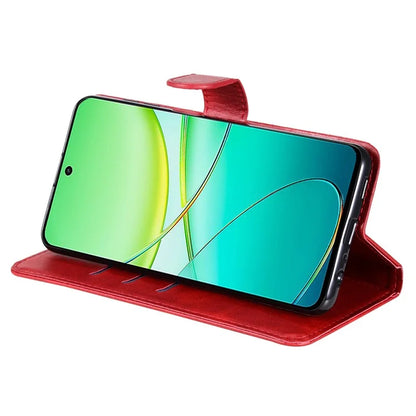 For vivo Y38 5G / Y200i 5G / T3x Wallet Case Calf Texture Zipper Pocket Phone Leather Cover