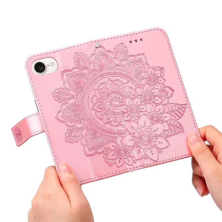 For iPhone SE (2024) Leather Wallet Case Flower Pattern Mobile Accessories Wholesale