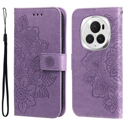 For Honor Magic6 Pro 5G Wallet Case PU Leather Folding Stand Flower Phone Cover