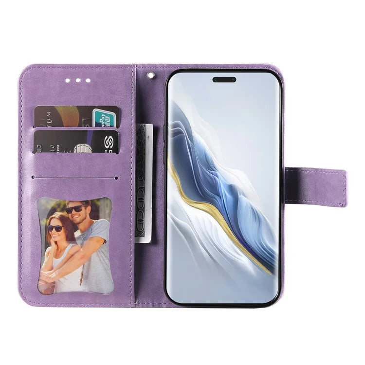 For Honor Magic6 Pro 5G Wallet Case PU Leather Folding Stand Flower Phone Cover