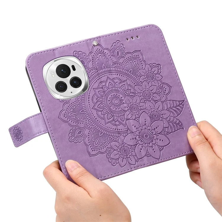 For Honor Magic6 Pro 5G Wallet Case PU Leather Folding Stand Flower Phone Cover