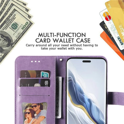 For Honor Magic6 Pro 5G Wallet Case PU Leather Folding Stand Flower Phone Cover