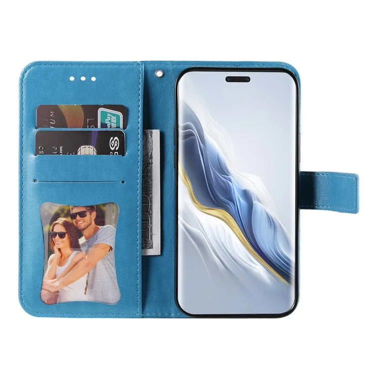 For Honor Magic6 Pro 5G Wallet Case PU Leather Folding Stand Flower Phone Cover