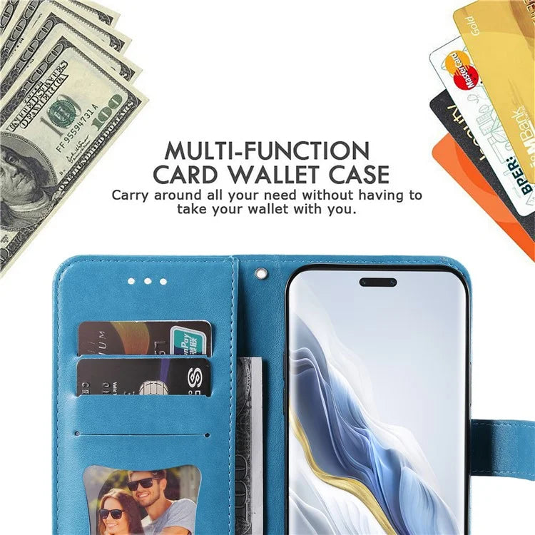 For Honor Magic6 Pro 5G Wallet Case PU Leather Folding Stand Flower Phone Cover