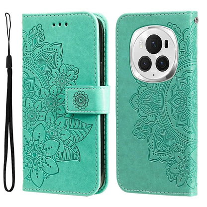 For Honor Magic6 Pro 5G Wallet Case PU Leather Folding Stand Flower Phone Cover