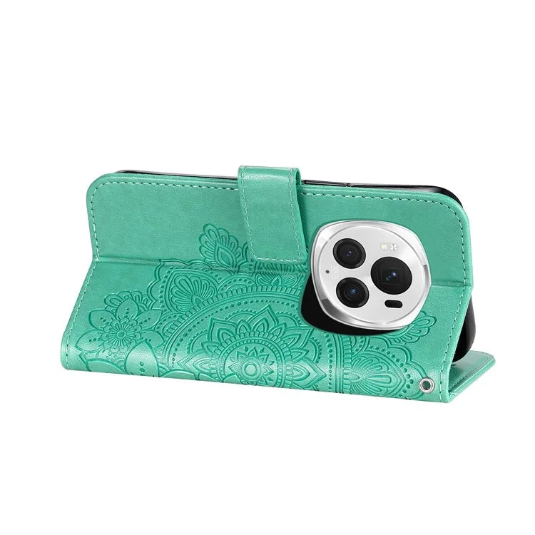 For Honor Magic6 Pro 5G Wallet Case PU Leather Folding Stand Flower Phone Cover