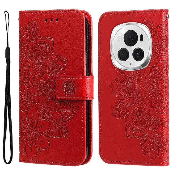 For Honor Magic6 Pro 5G Wallet Case PU Leather Folding Stand Flower Phone Cover
