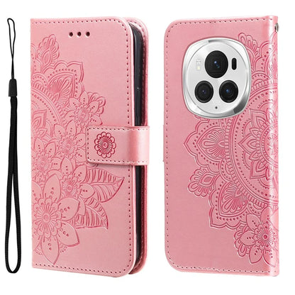 For Honor Magic6 Pro 5G Wallet Case PU Leather Folding Stand Flower Phone Cover