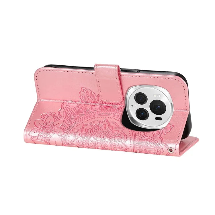 For Honor Magic6 Pro 5G Wallet Case PU Leather Folding Stand Flower Phone Cover