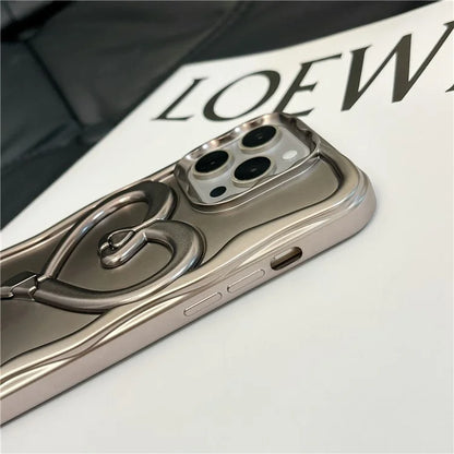 For iPhone 12 Pro Max Electroplated Cover Heart Shape Kickstand TPU Cell Phone Case