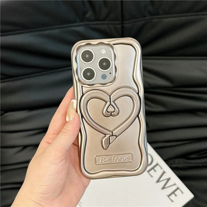 For iPhone 12 Pro Max Electroplated Cover Heart Shape Kickstand TPU Cell Phone Case