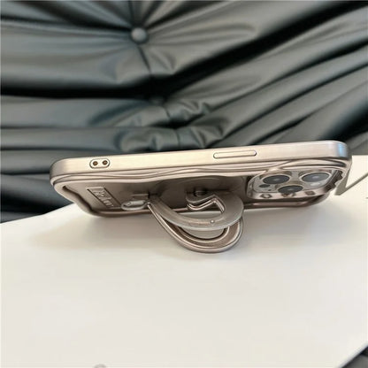 For iPhone 12 Pro Max Electroplated Cover Heart Shape Kickstand TPU Cell Phone Case