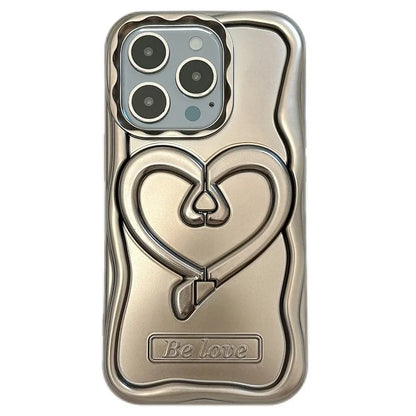 For iPhone 14 Pro Max TPU Cover Kickstand Phone Shell Electroplated Heart Shape Phone Case