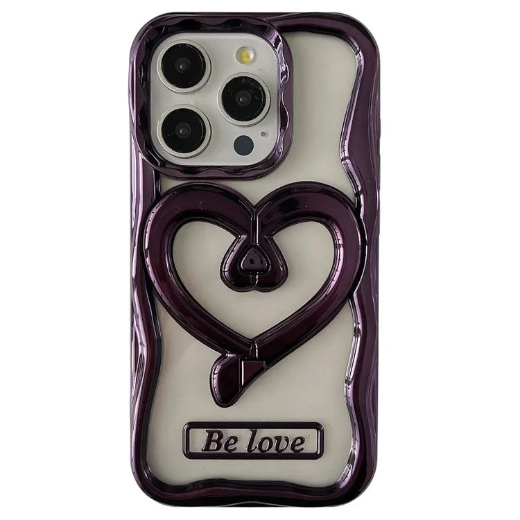 For iPhone 13 Pro Max Clear Phone Cover Heart Shape Kickstand Electroplated TPU Cell Phone Case