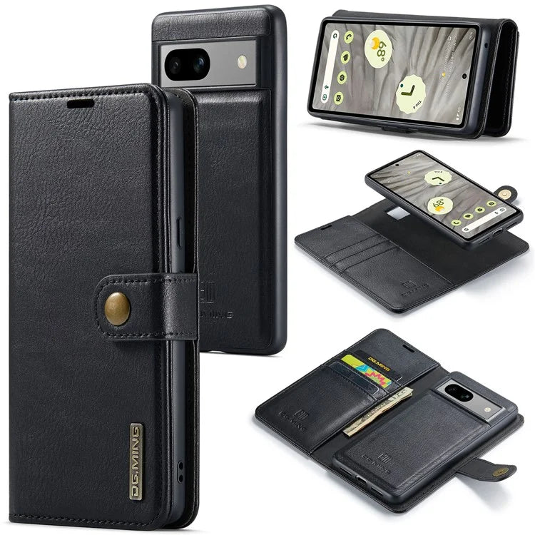 DG.MING for Google Pixel 8a Case Removable 2 in 1 Split Leather Folio Phone Cover