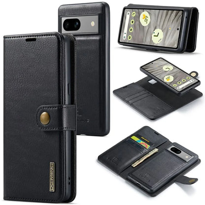 DG.MING for Google Pixel 8a Case Removable 2 in 1 Split Leather Folio Phone Cover