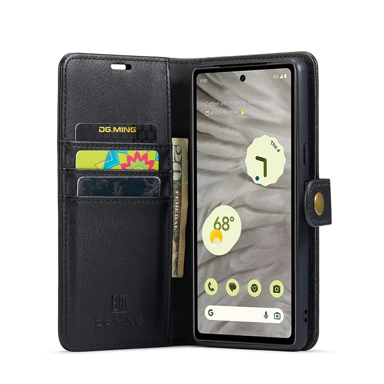 DG.MING for Google Pixel 8a Case Removable 2 in 1 Split Leather Folio Phone Cover