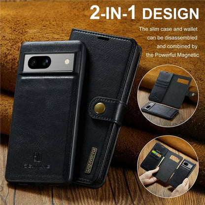 DG.MING for Google Pixel 8a Case Removable 2 in 1 Split Leather Folio Phone Cover