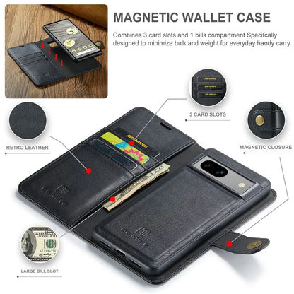 DG.MING for Google Pixel 8a Case Removable 2 in 1 Split Leather Folio Phone Cover