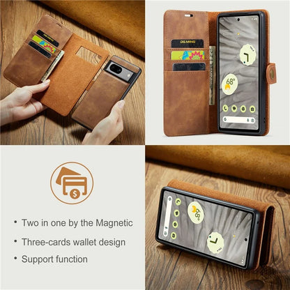 DG.MING for Google Pixel 8a Case Removable 2 in 1 Split Leather Folio Phone Cover