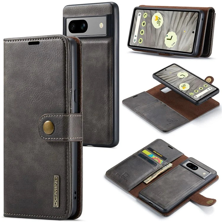 DG.MING for Google Pixel 8a Case Removable 2 in 1 Split Leather Folio Phone Cover