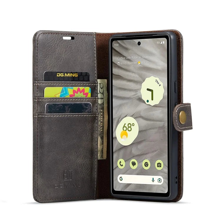 DG.MING for Google Pixel 8a Case Removable 2 in 1 Split Leather Folio Phone Cover