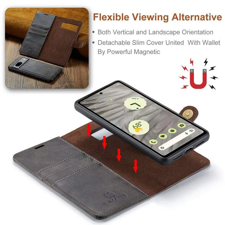 DG.MING for Google Pixel 8a Case Removable 2 in 1 Split Leather Folio Phone Cover