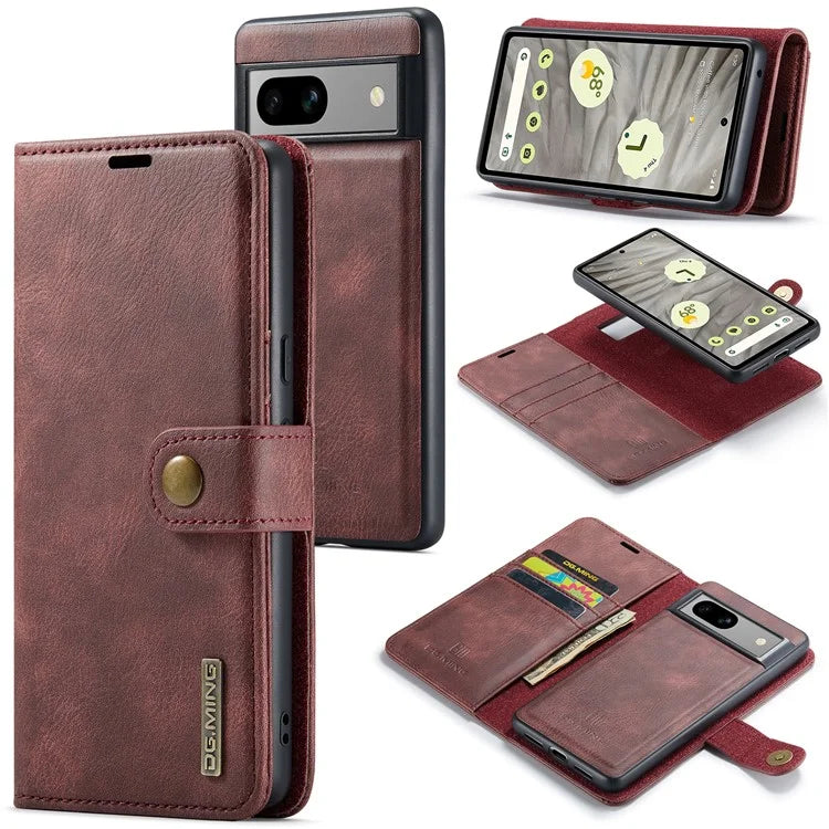 DG.MING for Google Pixel 8a Case Removable 2 in 1 Split Leather Folio Phone Cover