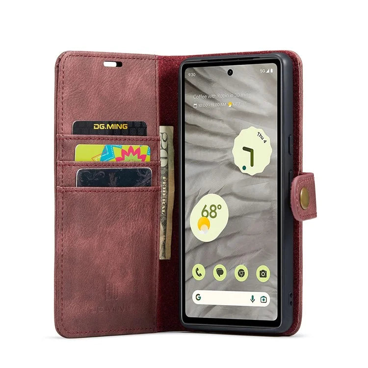 DG.MING for Google Pixel 8a Case Removable 2 in 1 Split Leather Folio Phone Cover