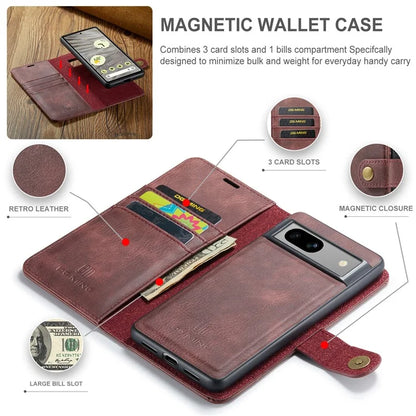 DG.MING for Google Pixel 8a Case Removable 2 in 1 Split Leather Folio Phone Cover