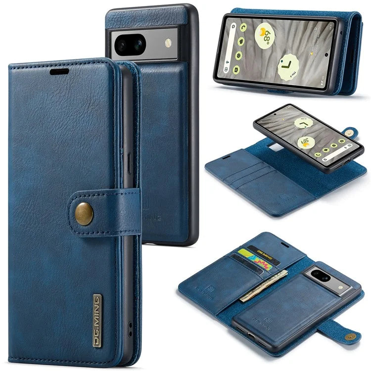 DG.MING for Google Pixel 8a Case Removable 2 in 1 Split Leather Folio Phone Cover