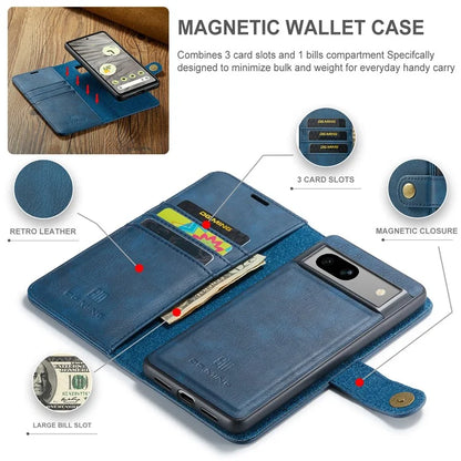 DG.MING for Google Pixel 8a Case Removable 2 in 1 Split Leather Folio Phone Cover