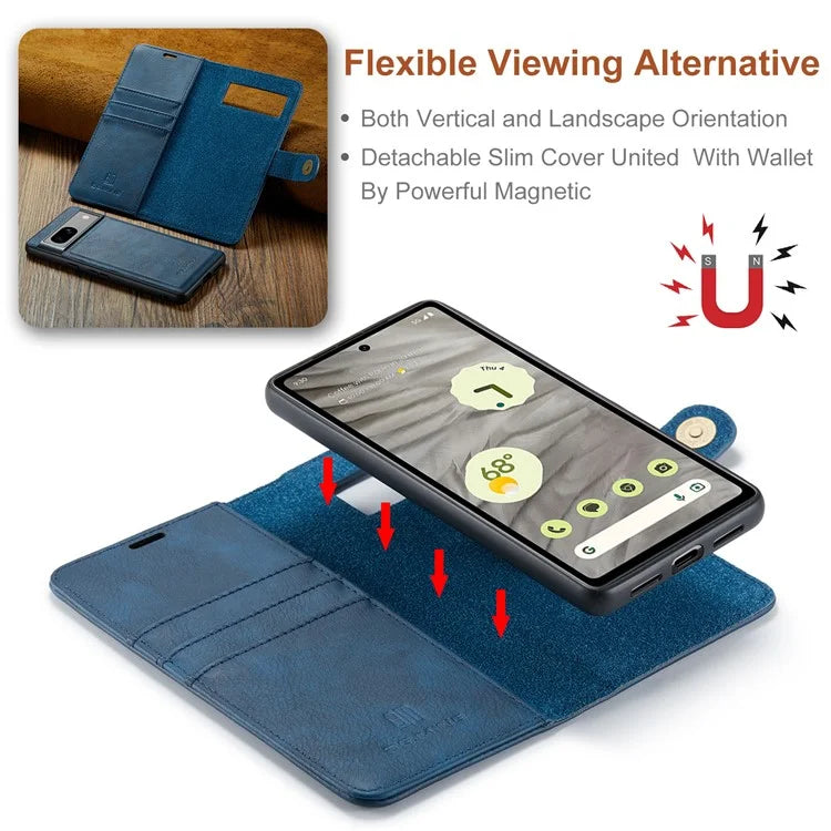 DG.MING for Google Pixel 8a Case Removable 2 in 1 Split Leather Folio Phone Cover