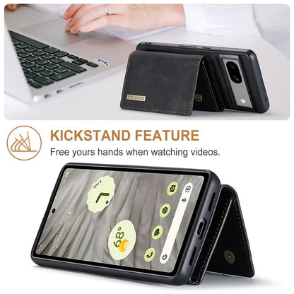 DG.MING M1 Series for Google Pixel 8a Case Kickstand Leather Back Phone Cover with Detachable Wallet