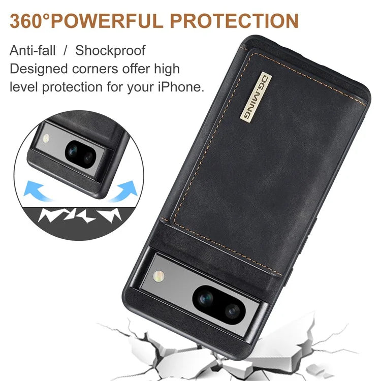 DG.MING M1 Series for Google Pixel 8a Case Kickstand Leather Back Phone Cover with Detachable Wallet