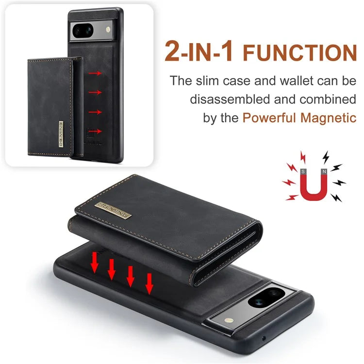 DG.MING M1 Series for Google Pixel 8a Case Kickstand Leather Back Phone Cover with Detachable Wallet